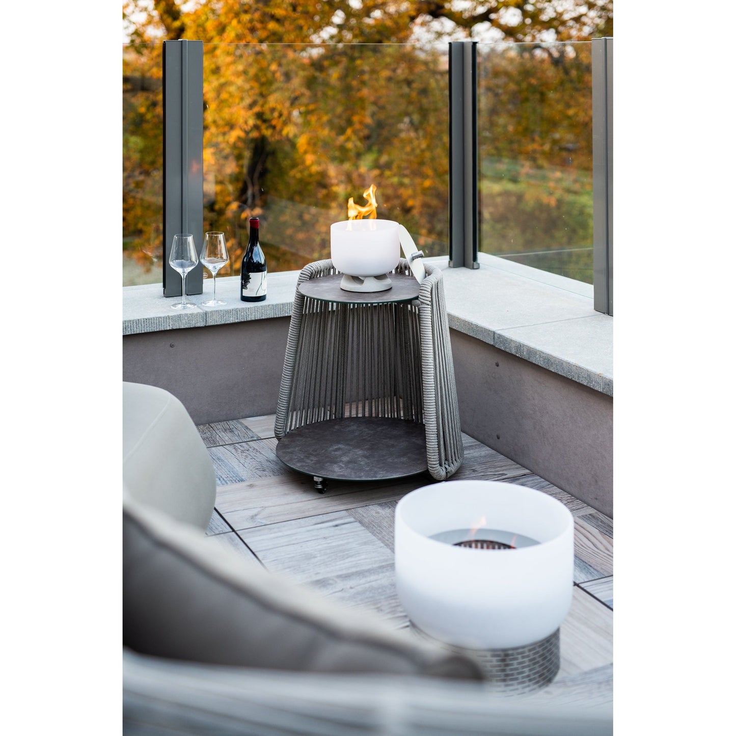QFlame Set Balcony Stainless Steel - Balkon Feuerschale