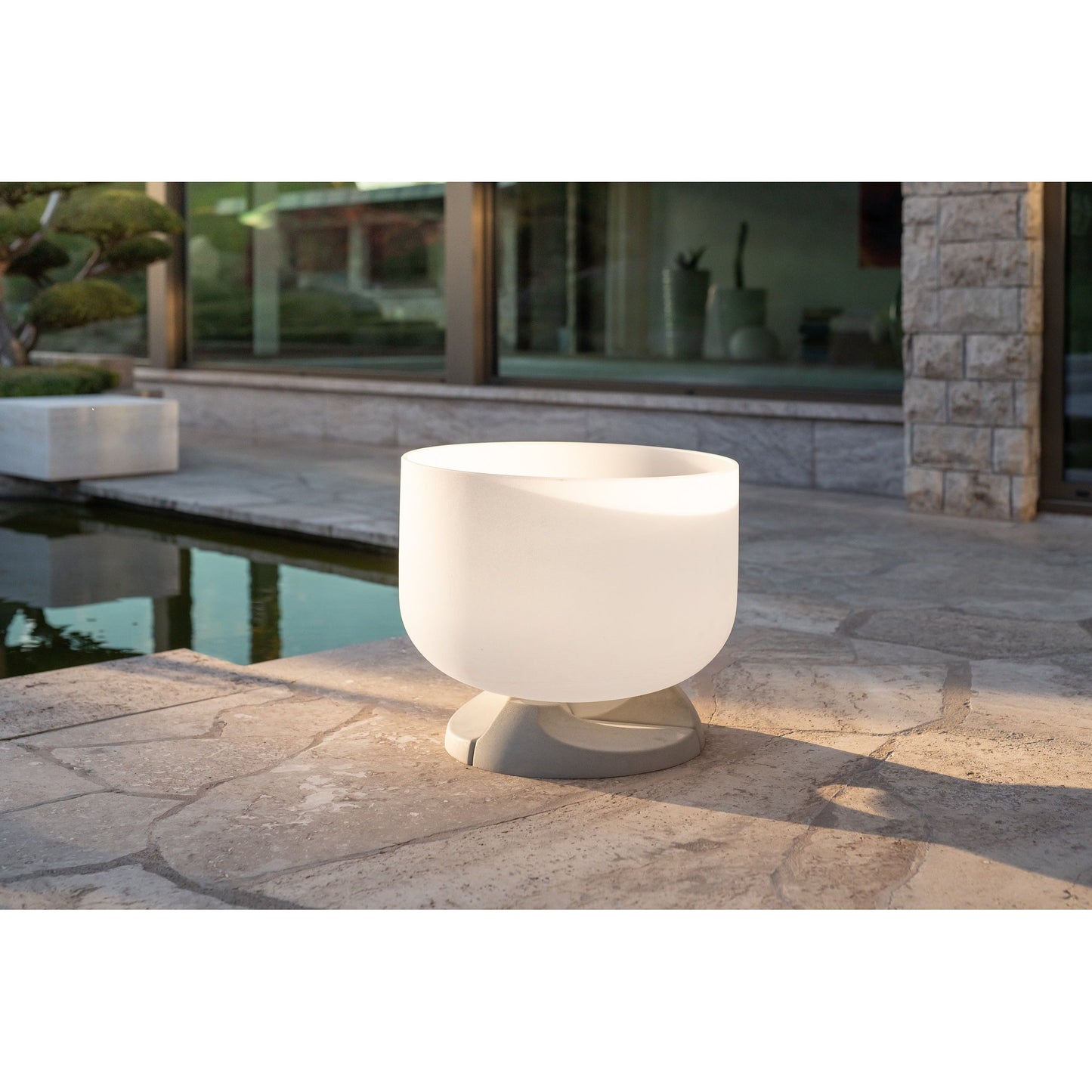 QFlame Set Classic Concrete - Quarzglas Gartenfeuer