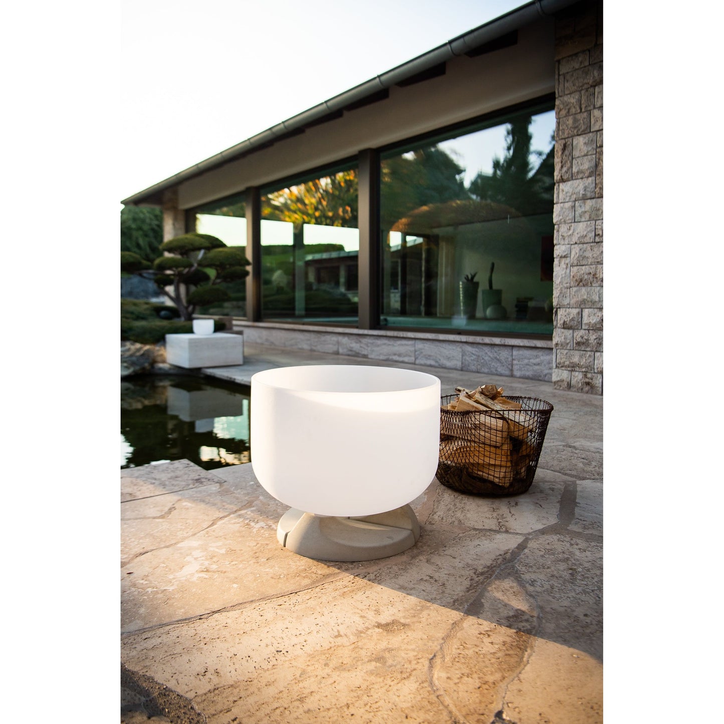 QFlame Set Classic Concrete - Quarzglas Gartenfeuer