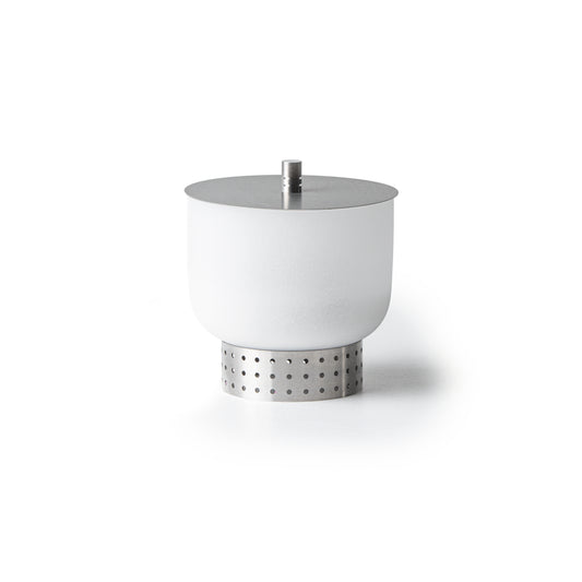 QFlame Set Table Stainless Steel – Compact ethanol table fire in crystal glass