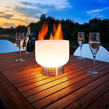 QFlame Set Table RVS – Compact ethanol tafelvuur in kristalglas