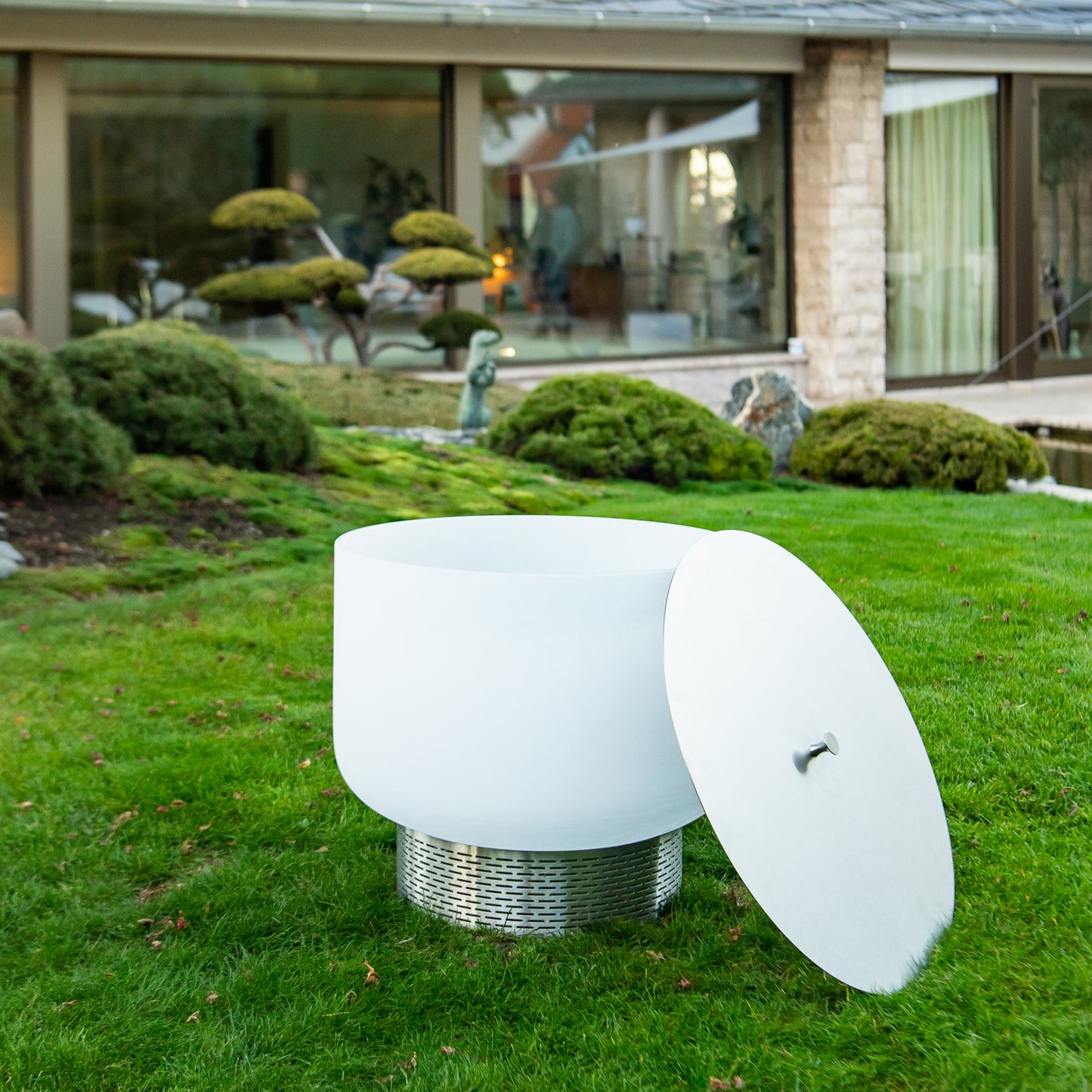 QFlame Set Classic Stainless Steel Quartz Glass Garden Fire D50 - D71