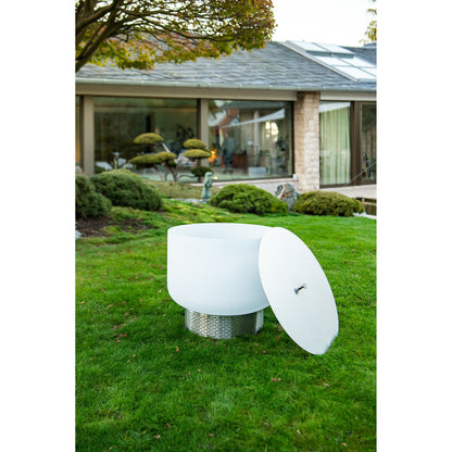 QFlame Set Classic Stainless Steel Kristallglas Gartenfeuer
